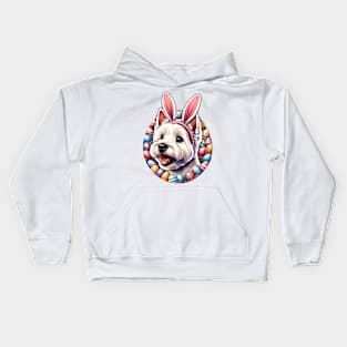 West Highland White Terrier Celebrates Easter with Bunny Ears Kids Hoodie